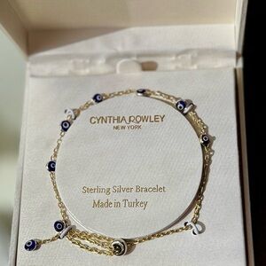 NEW Cynthia Rowley Gold Plated Blue Evil Eye Bracelet – Sterling Silver